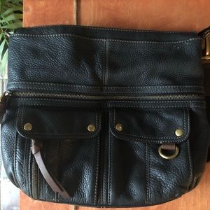 Fossil black leather purse with many compartments